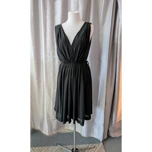 Black Chiffon Gathered Side Tie Adjustable Party Dress 8 HD Paris